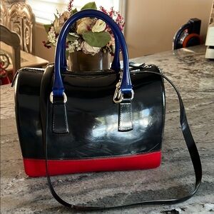 HANDBAG- BLACK RED BLUE